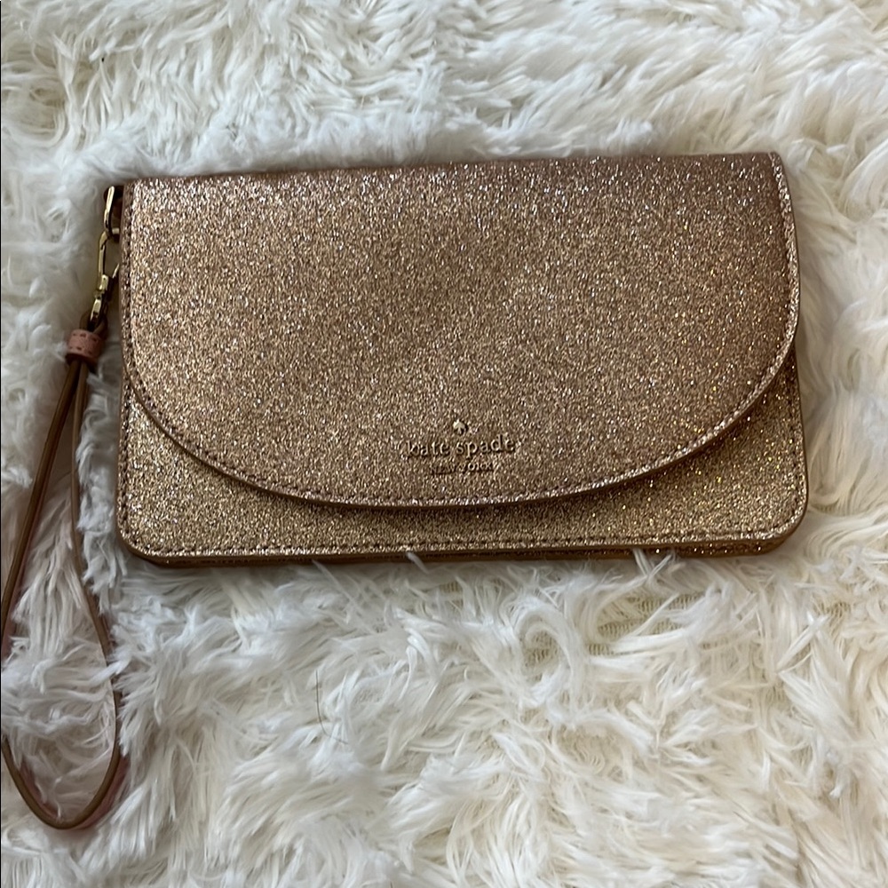 NWOT Kate Spade Joeley Glitter Wristlet in Rose Gold